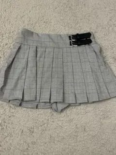 ZARAグレー チェック プリーツミニスカート