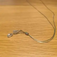 シルバー ダブルストランド ネックレス クリスタルビーズ