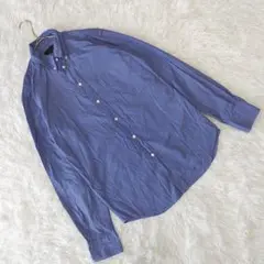 『コムサデモード』 (1) ボタンダウンシャツ フォーマル 手裏剣格子 青