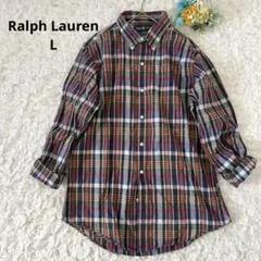 ラルフローレン　ロゴ刺繍　紺　ボタンダウンシャツ　カスタムフィット　メンズ　L