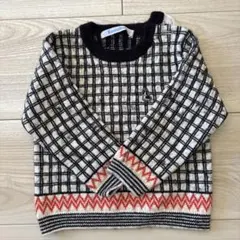 familiar チェック柄ニットセーター 80