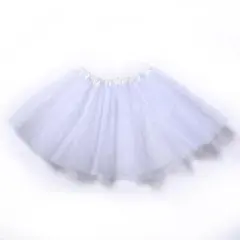 キッズパニエ白チュールスカートフリルダンス衣装プリンセスドレス