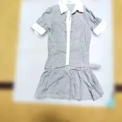 ストライプ 半袖 シャツワンピース