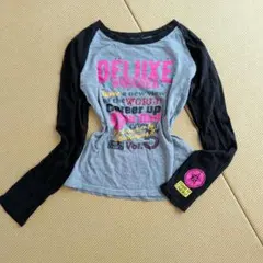 平成女児　平成ギャル ラグラン 長袖　Tシャツ Y2K　00's　ラメ　英字　L