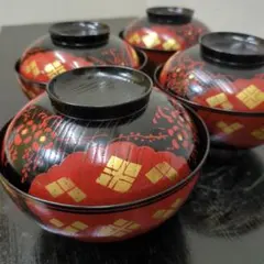 お椀　蓋付き　大振り　煮物　秀衡塗　正法寺　茶道具　懐石　会席　4つ お椀 蓋付き 大振り 煮物 秀衡塗 正法寺 茶道具 懐石 会席 4つ - メルカリ
