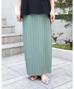 reca 迷わず着れる！大人のロングプリーツスカートMサイズ ペールグリーン