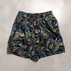 90svintageリーフ柄イージーショーツL総柄ボタニカルカナダ製美品ネイビーのサムネイル