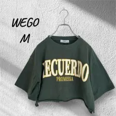 WEGO M ダークグリーン Tシャツ　ショート丈　ロゴ
