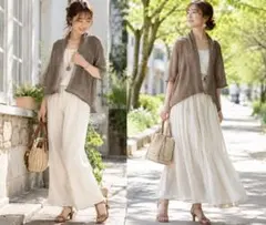 Spick & Span 麻100% 透かし編みギャザーカーディガンのサムネイル