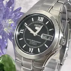 SEIKO 5 セイコー ローマン デイデイト 黒文字盤 腕時計 #1272