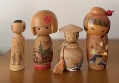 木製こけし人形 4体セット - メルカリ