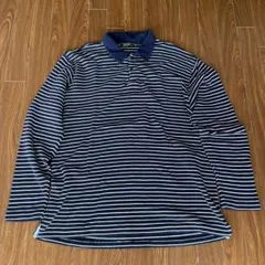 Eddie Bauer 長袖ポロシャツ ボーダー 紺 XL エディーバウアーのサムネイル