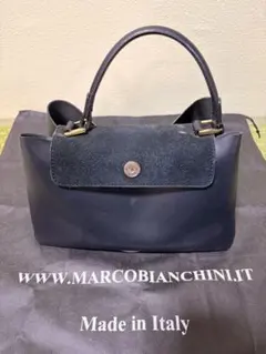 Marco Bianchini レザーハンドバッグ ブラック 本革 保存袋付き