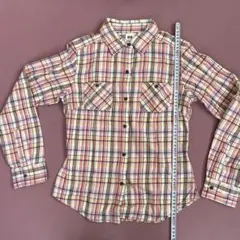 UNIQLO ピンク系チェック 長袖シャツ Mサイズ