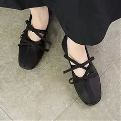 美品 ルタロン ダブルリボン バレエシューズ スリッポン スニーカー