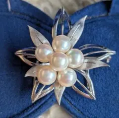 あこや本真珠 フラワーモチーフ ブローチ 兼 帯留め兼ペンダントトップ 3way
