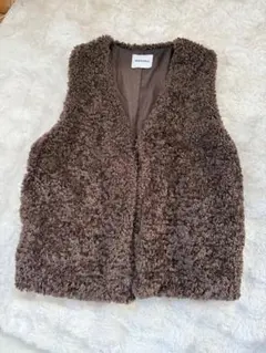 【高級感あり】maisonbreeze ポケット付き ファーベスト ブラウン