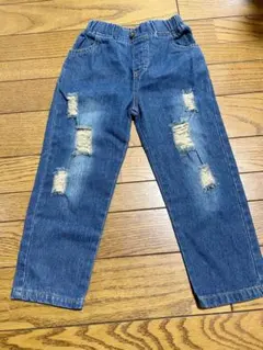 デニムパンツ 100cm 女の子キッズ　ダメージ加工