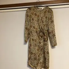 極美品】Sybilla シルク100% ドット柄 ロングワンピース M 黄×緑