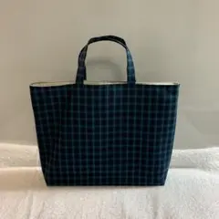 ハンドメイド　ファミリア風チェック　トートバッグ