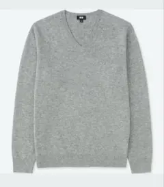 UNIQLO カシミヤVネックセーター 長袖 グレー Mサイズのサムネイル