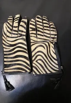 ゼブラ柄　牛革　羊革　手袋