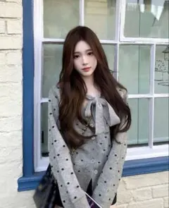 ポルカドットリボンカーディガンセーター