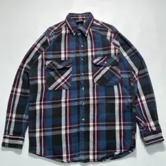 90s ファイブブラザー ヘビネル M 青黒白 チェック ネルシャツ 8153B