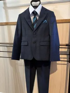 期間限定値下げ中★ネイビーチェック フォーマルスーツ 130