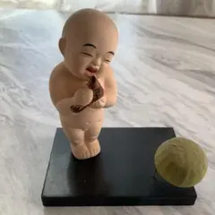 博多人形 陶器製 赤ちゃん像 鳥付き