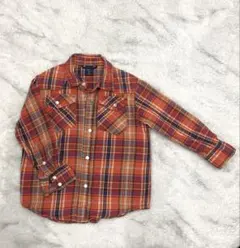 Gapkids110⭐️オレンジ チェック柄 長袖シャツ