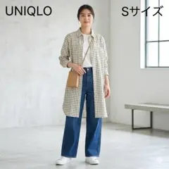 ユニクロ×イネス リネンコットン チュニック シャツ チェック S 麻 綿 美品