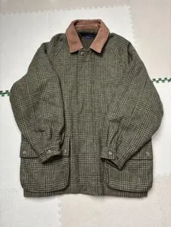 90'sノーティカ NAUTICA ウール ツイード ジャケット 襟レザー