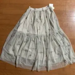 エディットコロン フレアスカート ミントグリーン 花柄 刺繍のサムネイル
