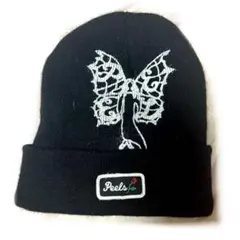 Peels NYC 蝶刺繍 ニット帽 ブラック