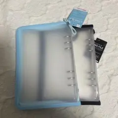 【匿名配送】2点セット　ダイソー　6リングファイル ジッパー付　ブラック　ブルー