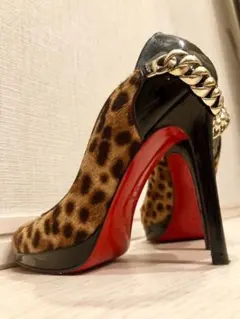 クリスチャンルブタン ハラコ レオパード柄 チェーン付き☆ 34