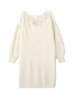 JILL by JILL STUART フラワーパール刺繍ニットワンピース