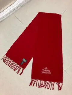 K12060）Vivienne Westwood 赤 オーブ　マフラー　ウール