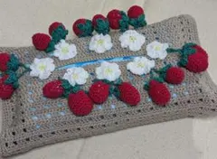 ▲▽レース編み　ハンドメイド　フルーツたっぷり　エクレアポーチ△▼ The handles are cute too! Shell square lacy bag If you continue