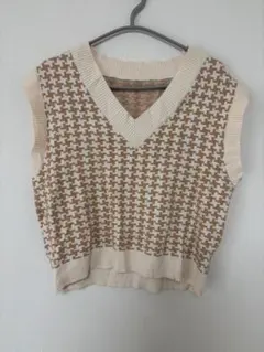 SHEIN 千鳥格子柄 ニットベスト Mサイズ