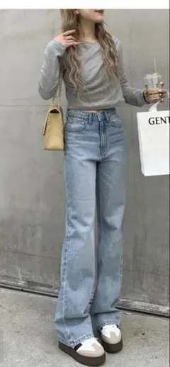 GRL ワイドセミフレアデニムパンツ[cu136] グレイル