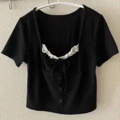 GRL スクエアネックレースリボントップス［dk1489］