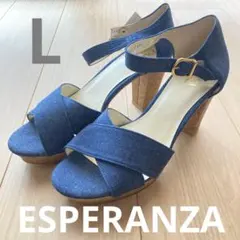 【新品】ESPERANZA デニムサンダル　日本製 コルクソール Lサイズ