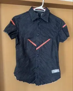 【美品】DIESEL ディーゼル 半袖デニムシャツ オレンジライン Sサイズ
