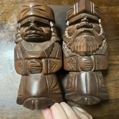 木製彫刻 アイヌ民族　2体セット