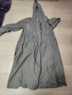 フード付きオリーブグリーンロングコート M