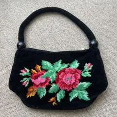 FEILER 花柄刺繍 ハンドバッグ 黒