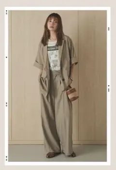 ESICA セットアップ❤リネンライク半袖ダブルジャケット+ビスチェ風