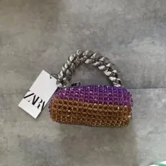 ZARA ビーズ ミニバッグ チェーンハンドル